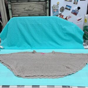 Beige Crochet Poncho Shirt